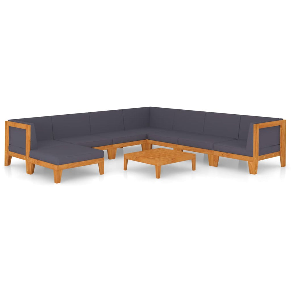vidaXL Salon de jardin 9 pcs avec coussins Bois d'acacia massif