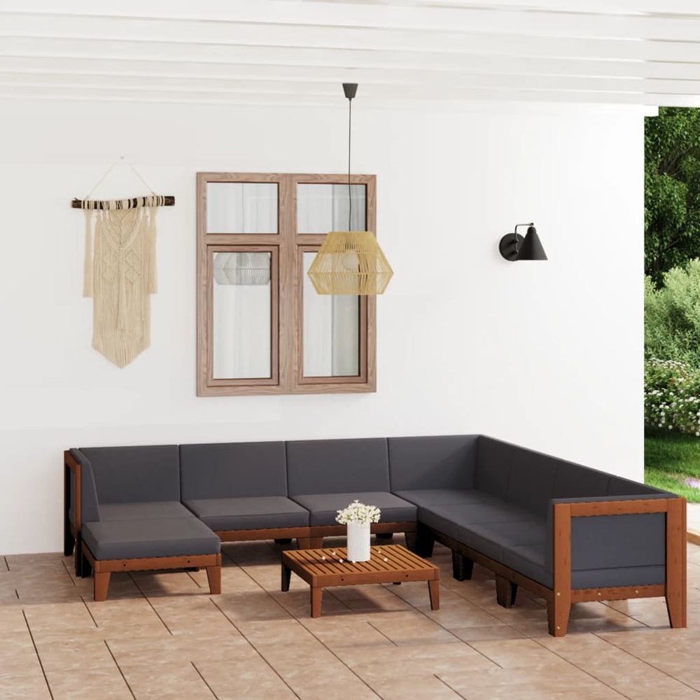 vidaXL Salon de jardin 9 pcs avec coussins Bois d'acacia massif