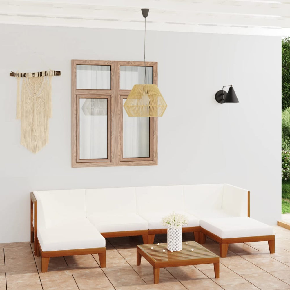 vidaXL Salon de jardin 7 pcs avec coussins, bois d'acacia massif