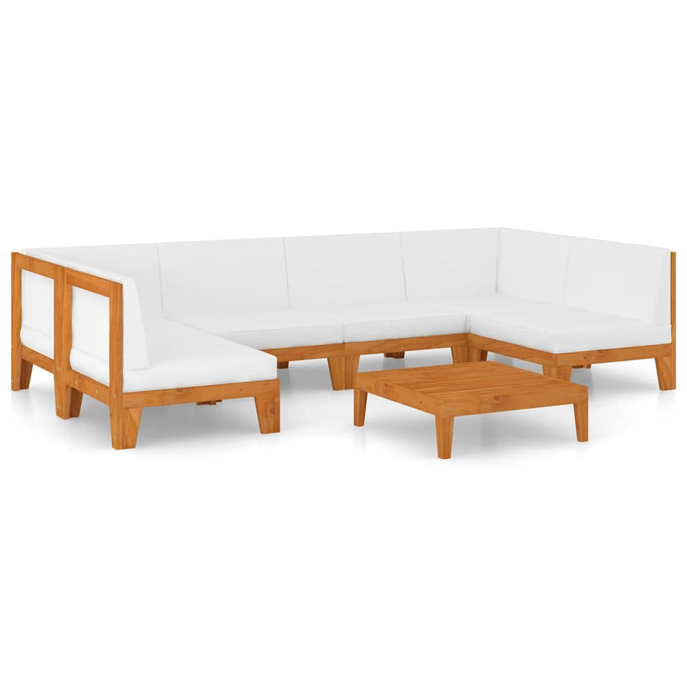 vidaXL Salon de jardin 7 pcs avec coussins, bois d'acacia massif