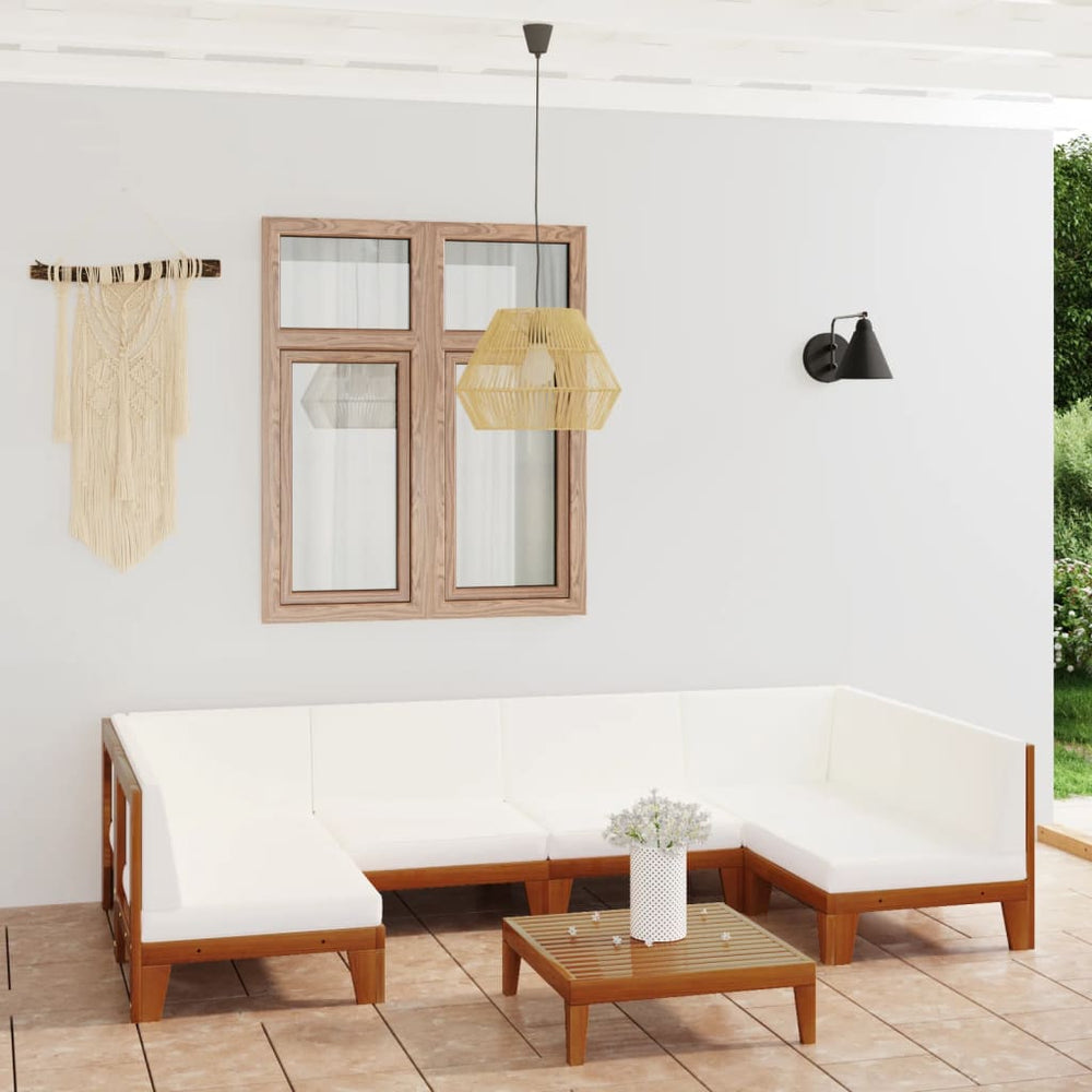 vidaXL Salon de jardin 7 pcs avec coussins, bois d'acacia massif