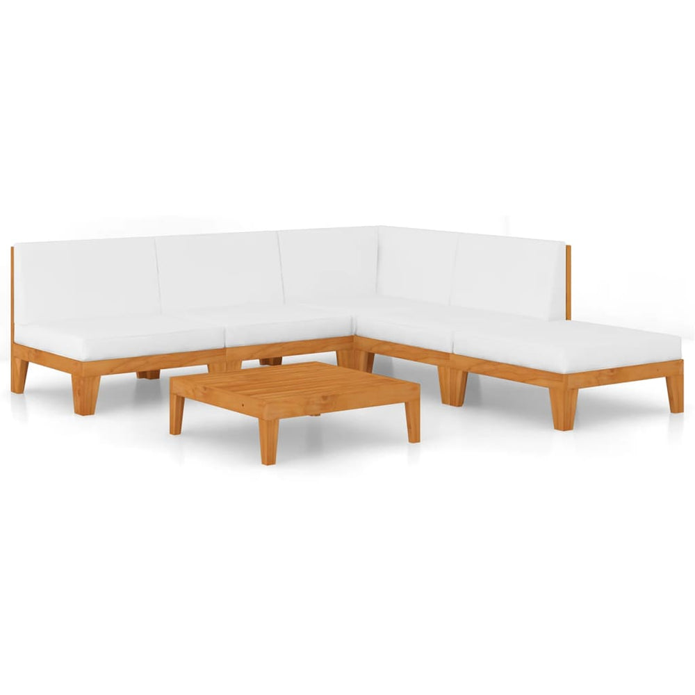 vidaXL Salon de jardin 6 pcs avec coussins Bois d'acacia massif