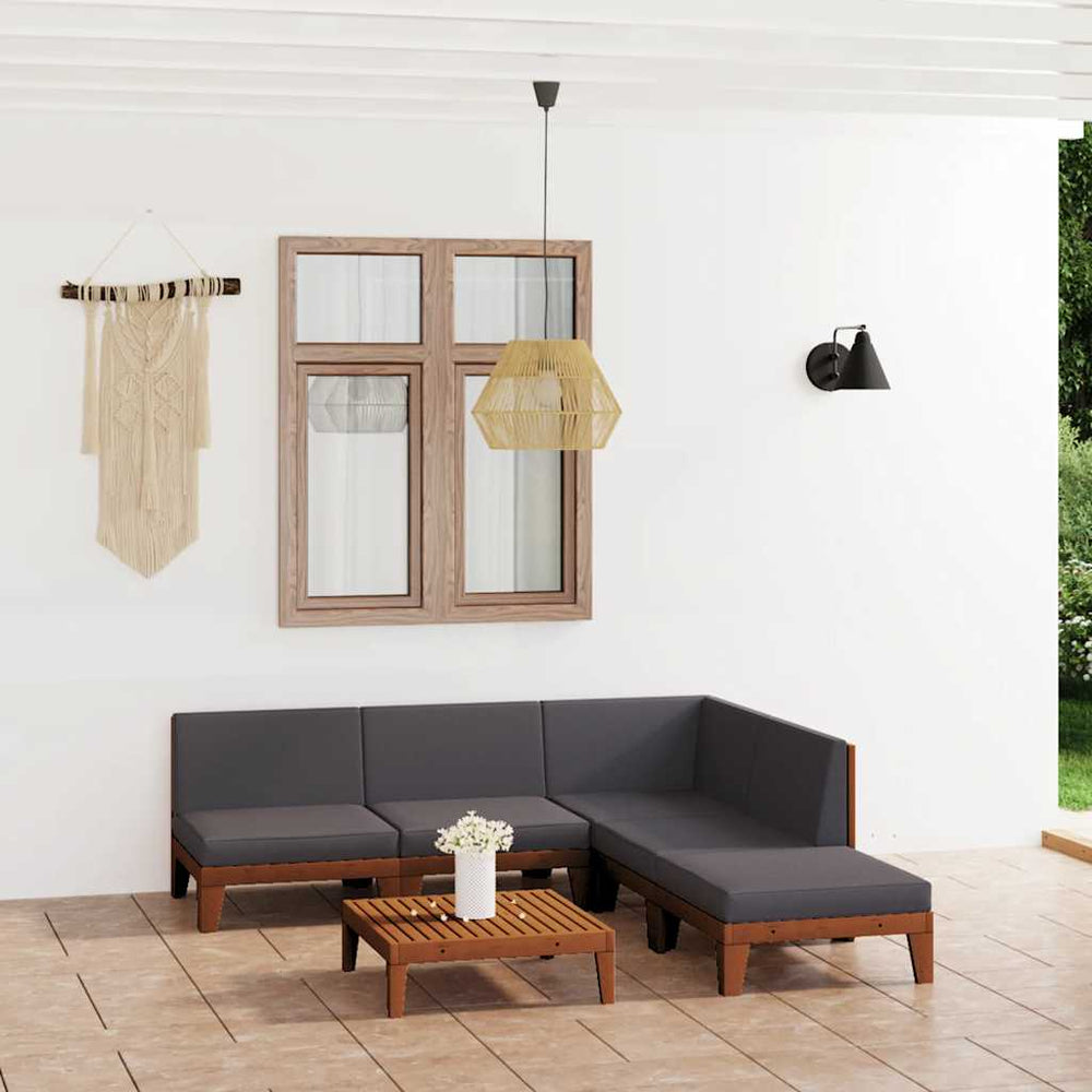 vidaXL Salon de jardin 6 pcs avec coussins Bois d'acacia massif