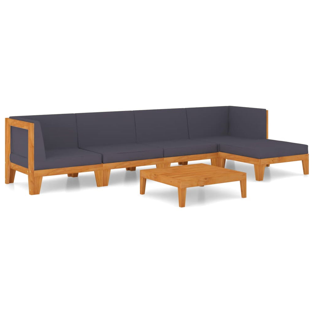 vidaXL Salon de jardin 6 pcs avec coussins Bois d'acacia massif