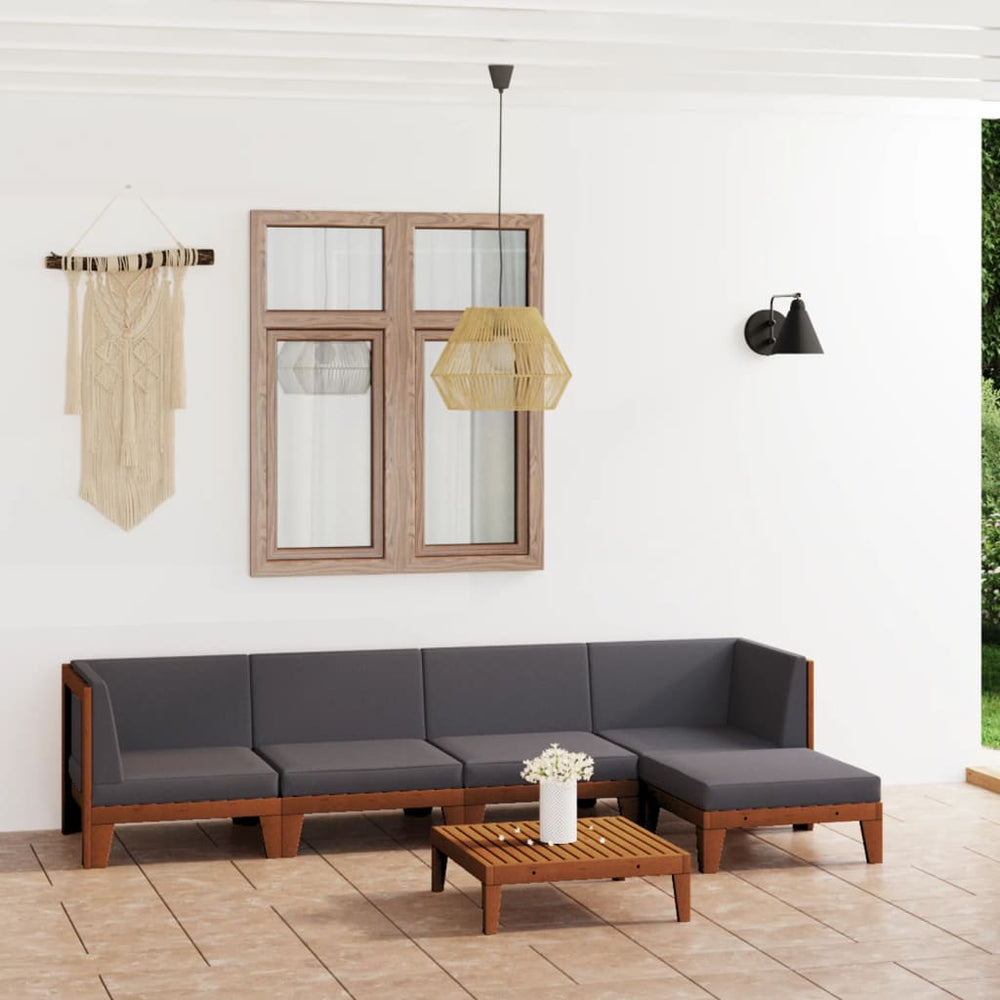 vidaXL Salon de jardin 6 pcs avec coussins Bois d'acacia massif