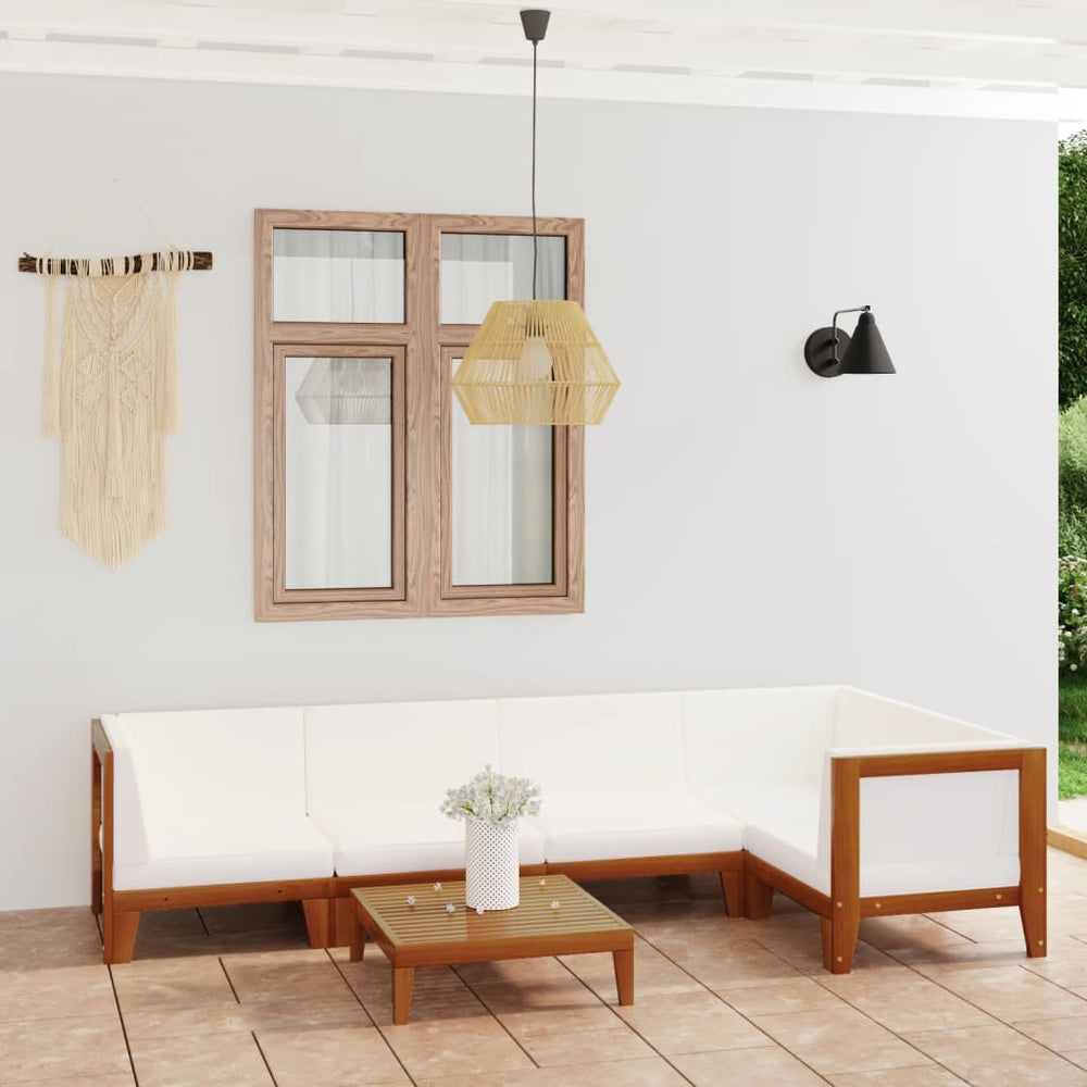 vidaXL Salon de jardin 6 pcs avec coussins Bois d'acacia massif