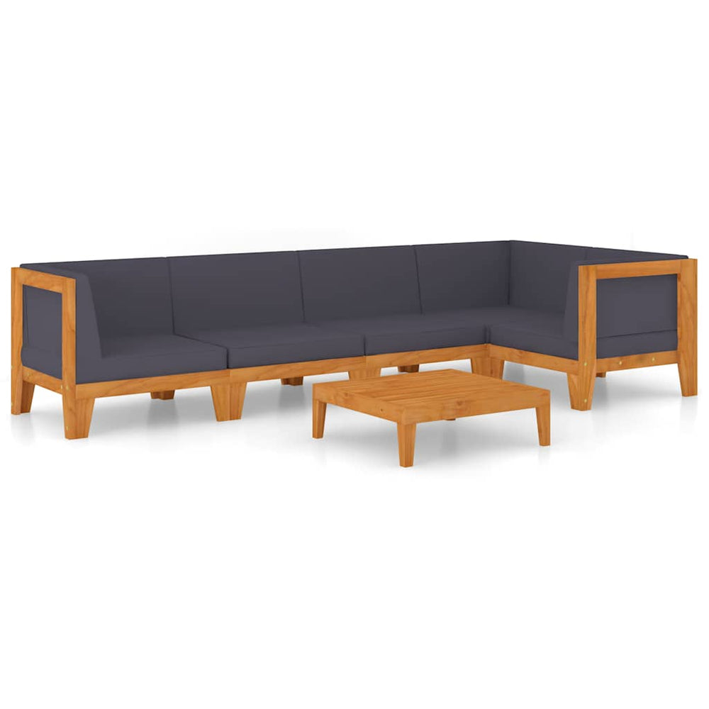 vidaXL Salon de jardin 6 pcs avec coussins Bois d'acacia massif