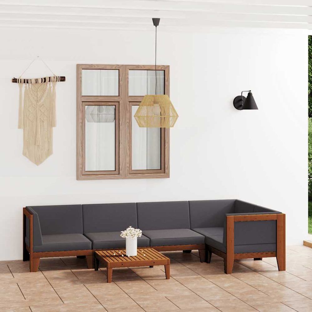 vidaXL Salon de jardin 6 pcs avec coussins Bois d'acacia massif