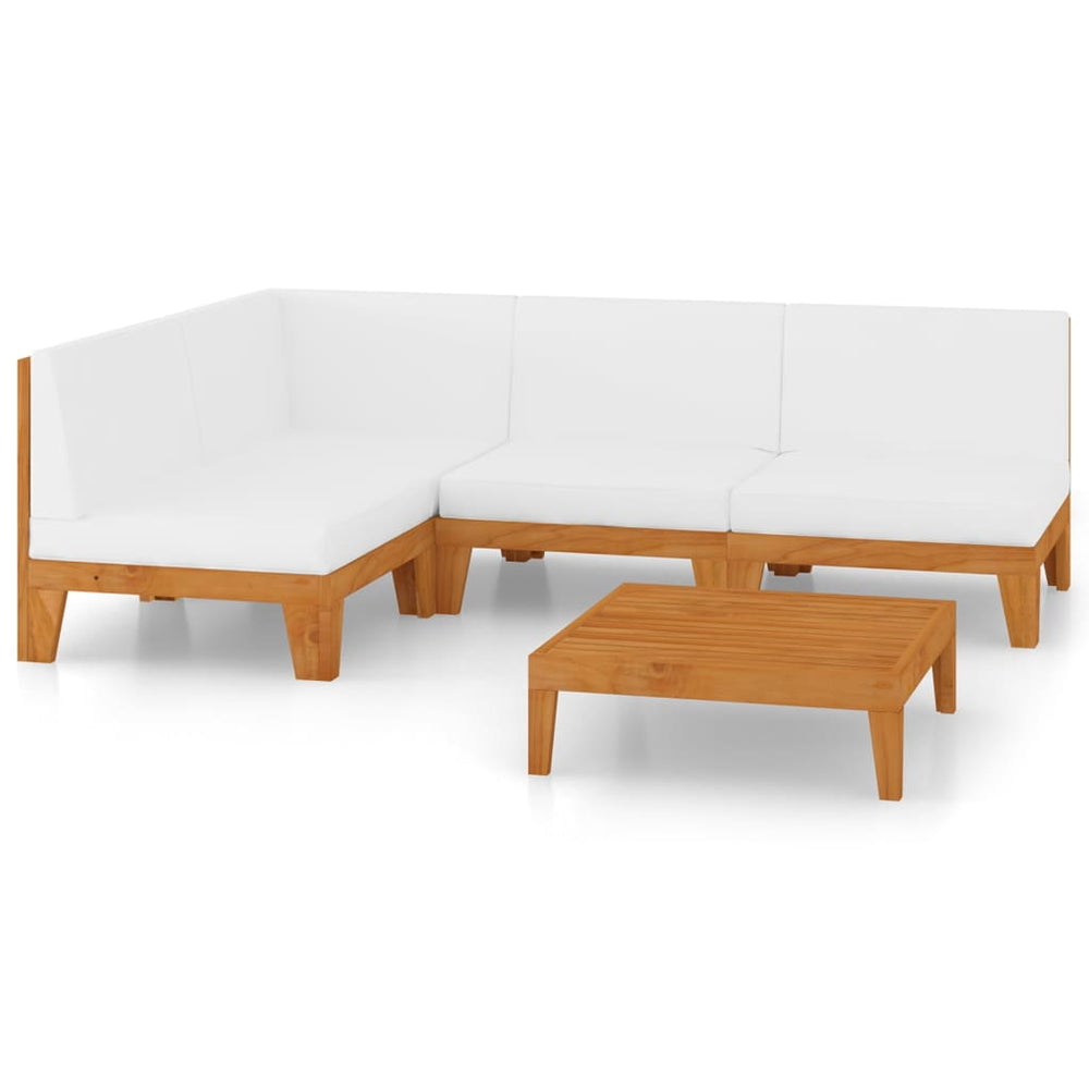 vidaXL Salon de jardin 5 pcs avec coussins Bois d'acacia massif