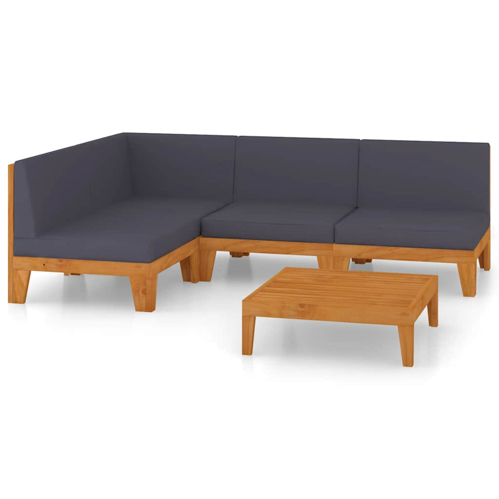 vidaXL Salon de jardin 5 pcs avec coussins Bois d'acacia massif