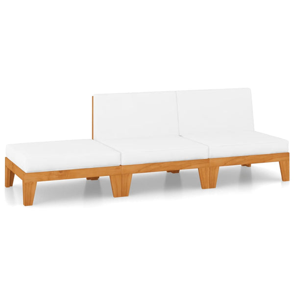3-tlg. Garten-Lounge-Set mit Kissen Massivholz Akazie