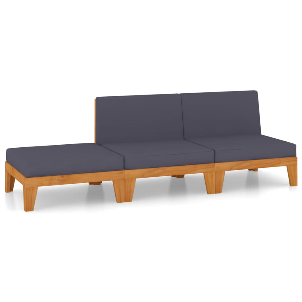 vidaXL Salon de jardin 3 pcs avec coussins Bois d'acacia massif