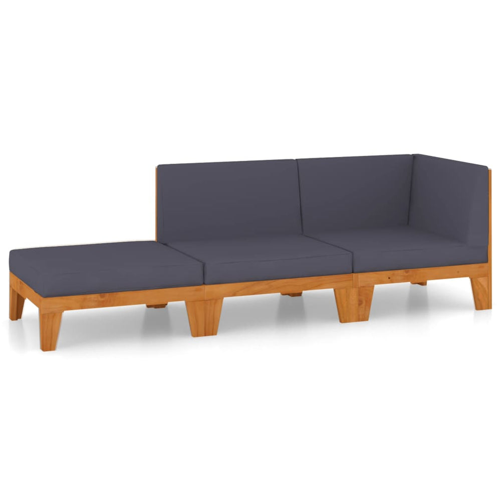 vidaXL Salon de jardin 3 pcs avec coussins Bois d'acacia massif