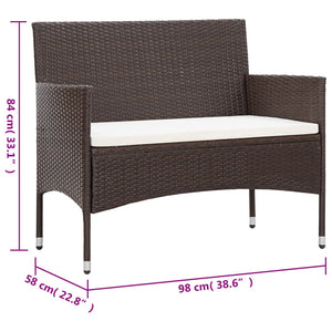 2-tlg. Garten-Lounge-Set mit Auflage Poly Rattan Braun