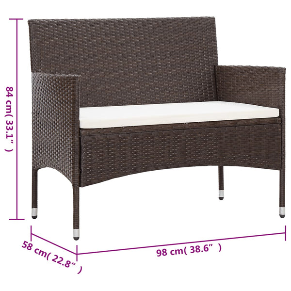 2-tlg. Garten-Lounge-Set mit Auflage Poly Rattan Braun