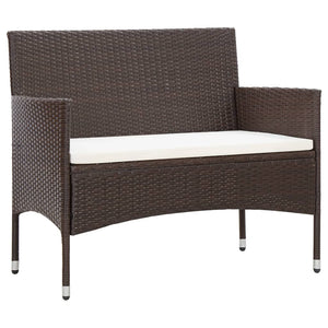 2-tlg. Garten-Lounge-Set mit Auflage Poly Rattan Braun