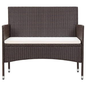 2-tlg. Garten-Lounge-Set mit Auflage Poly Rattan Braun
