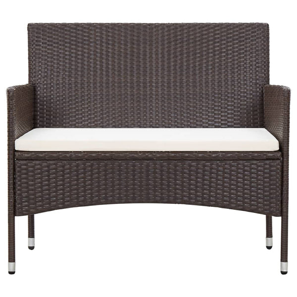 2-tlg. Garten-Lounge-Set mit Auflage Poly Rattan Braun