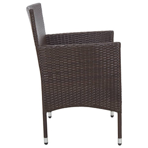 2-tlg. Garten-Lounge-Set mit Auflage Poly Rattan Braun