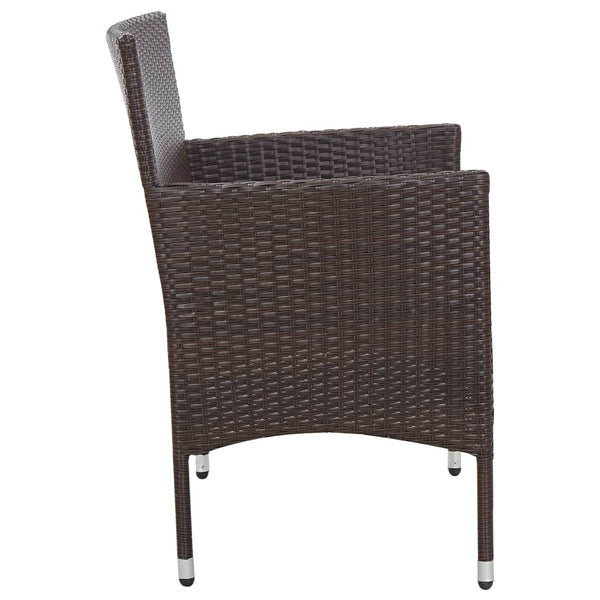 2-tlg. Garten-Lounge-Set mit Auflage Poly Rattan Braun