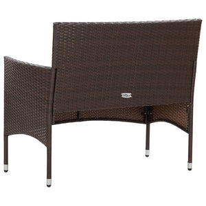 2-tlg. Garten-Lounge-Set mit Auflage Poly Rattan Braun