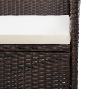 2-tlg. Garten-Lounge-Set mit Auflage Poly Rattan Braun