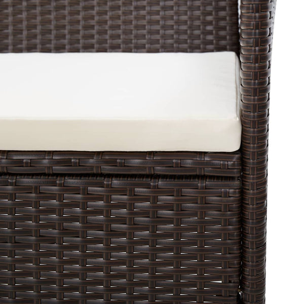 2-tlg. Garten-Lounge-Set mit Auflage Poly Rattan Braun
