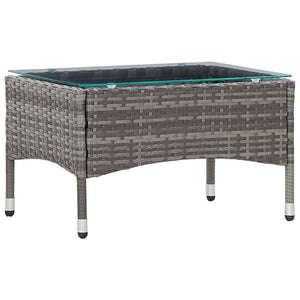 2-tlg. Garten-Lounge-Set mit Auflage Poly Rattan Grau
