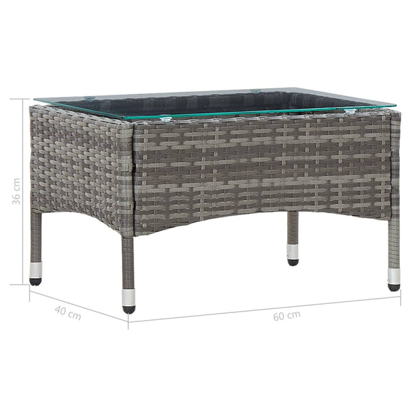 2-tlg. Garten-Lounge-Set mit Auflage Poly Rattan Grau