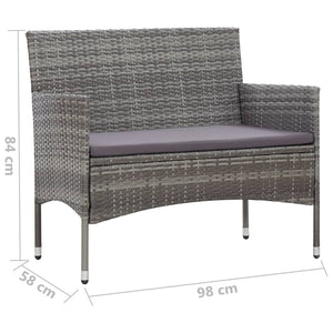 2-tlg. Garten-Lounge-Set mit Auflage Poly Rattan Grau