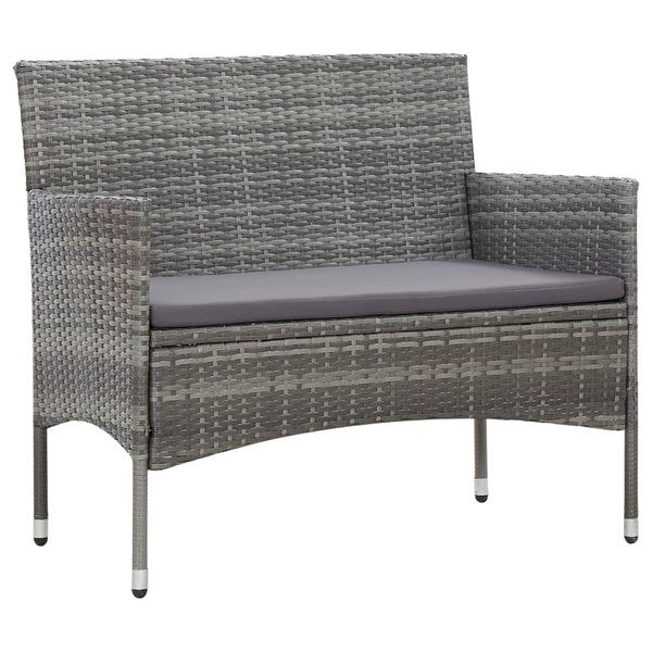2-tlg. Garten-Lounge-Set mit Auflage Poly Rattan Grau