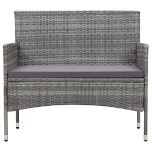 2-tlg. Garten-Lounge-Set mit Auflage Poly Rattan Grau