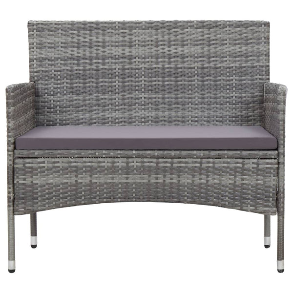 2-tlg. Garten-Lounge-Set mit Auflage Poly Rattan Grau