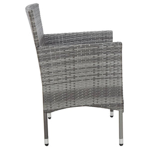 2-tlg. Garten-Lounge-Set mit Auflage Poly Rattan Grau