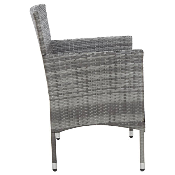2-tlg. Garten-Lounge-Set mit Auflage Poly Rattan Grau