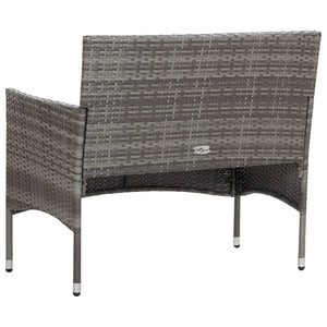 2-tlg. Garten-Lounge-Set mit Auflage Poly Rattan Grau