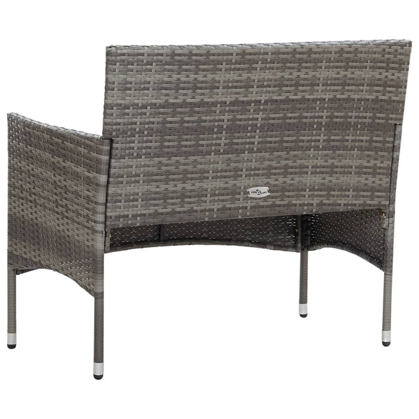 2-tlg. Garten-Lounge-Set mit Auflage Poly Rattan Grau