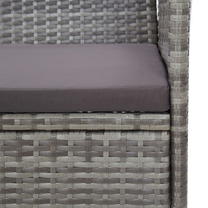 2-tlg. Garten-Lounge-Set mit Auflage Poly Rattan Grau