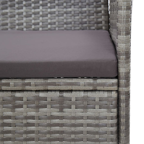 2-tlg. Garten-Lounge-Set mit Auflage Poly Rattan Grau