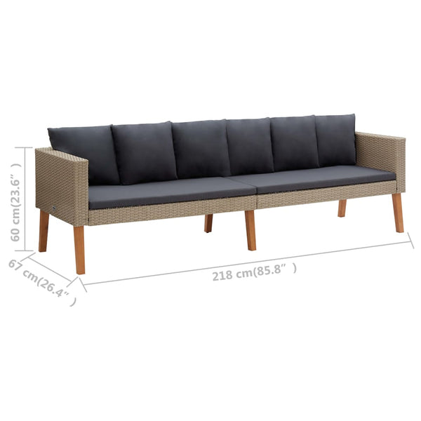 4-tlg. Garten-Lounge-Set mit Auflagen Poly Rattan Beige
