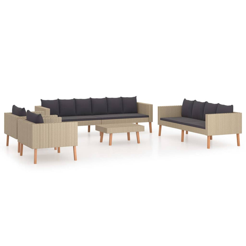 vidaXL Ensemble de mobilier de jardin 5 pcs avec coussins résine tressée beige
