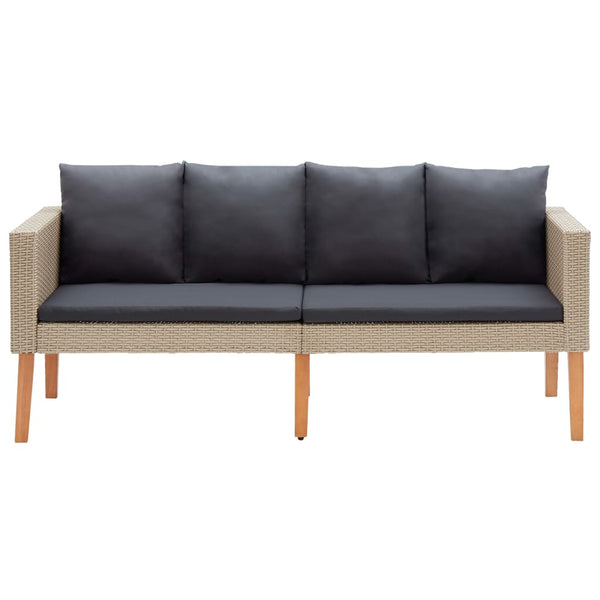 5-tlg. Garten-Lounge-Set mit Auflagen Poly Rattan Beige