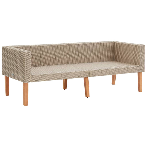 5-tlg. Garten-Lounge-Set mit Auflagen Poly Rattan Beige