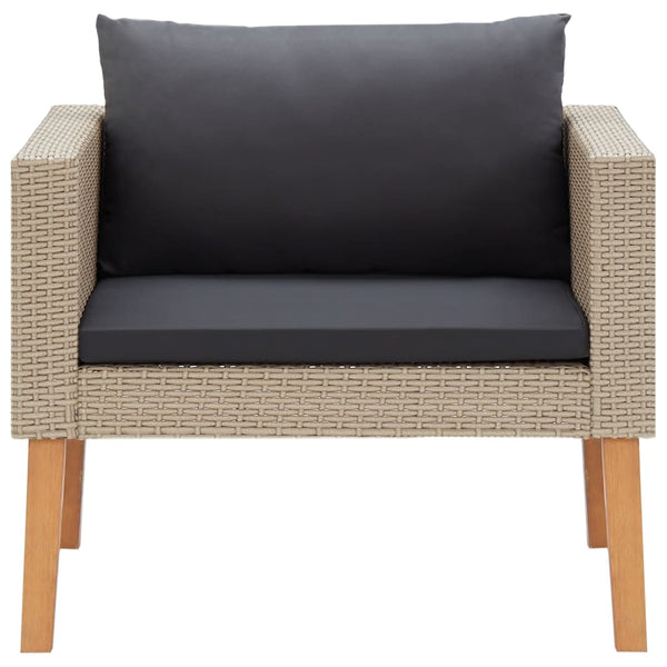 5-tlg. Garten-Lounge-Set mit Auflagen Poly Rattan Beige