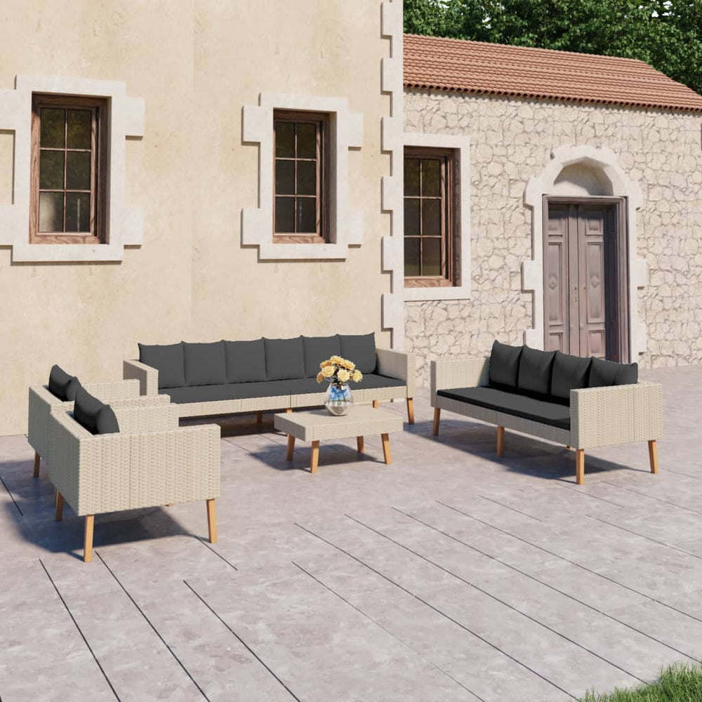 vidaXL Ensemble de mobilier de jardin 5 pcs avec coussins résine tressée beige