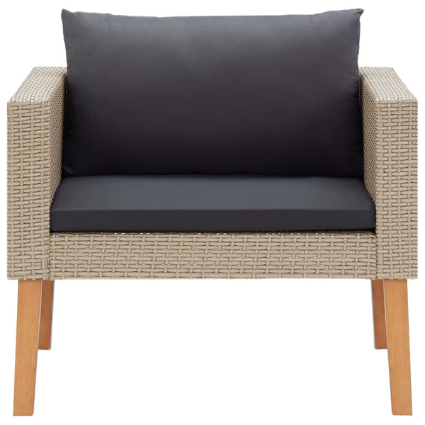 4-tlg. Garten-Lounge-Set mit Auflagen Poly Rattan Beige