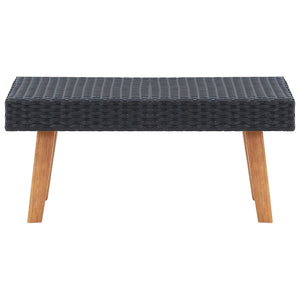 2-tlg. Garten-Lounge-Set mit Kissen Poly Rattan Schwarz