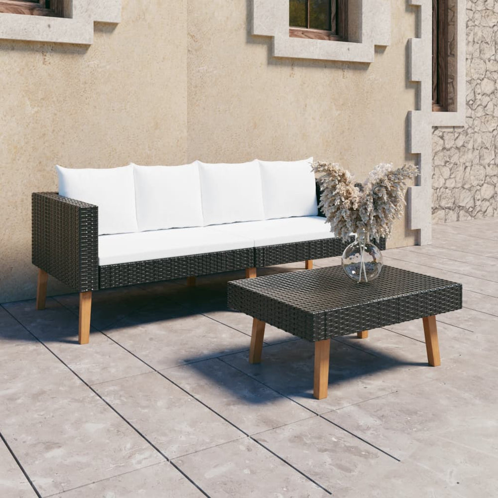 vidaXL Ensemble de salon de jardin 2 pcs avec coussins Résine tressée Noir