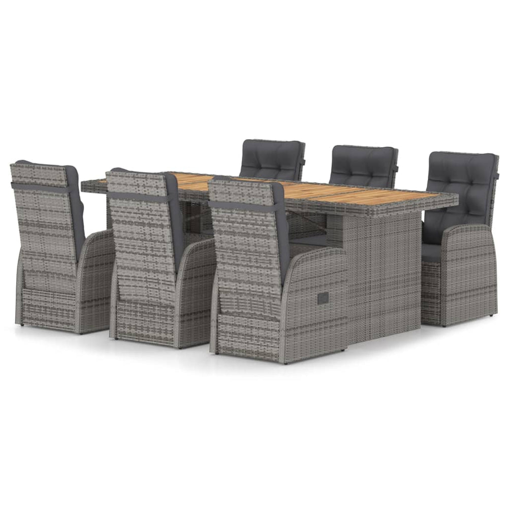 vidaXL Salon de jardin à dîner 7 pcs avec coussins résine tressée gris