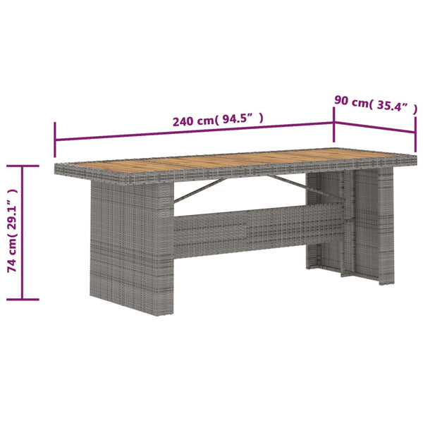 7-tlg. Garten-Essgruppe mit Kissen Poly Rattan Grau